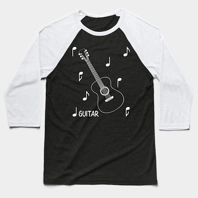 Musical Notes Acoustic Guitar Baseball T-Shirt by AngelFlame